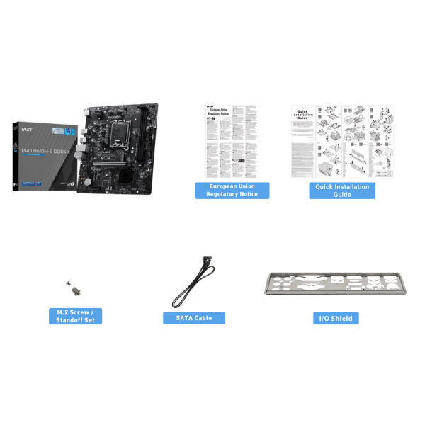 Материнская плата MSI PRO H610M-S DDR4 II H610, LGA1700, 2*DDR4, 1*PCIEx16, 1*PCIEx1, 1*M.2, 4*USB3.2Gen1, 8*USB2.0, 2*SATA3.0, 1G, HDMI, M-ATX, RTL