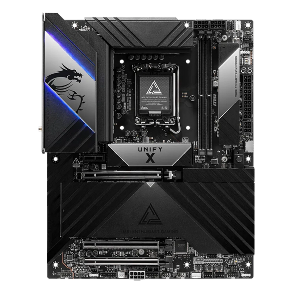 Материнская плата MSI MEG Z890 UNIFY-X Z890, LGA1851, 2*DDR5, 3*PCIEx16, 1*PCIEx1, 6*M.2, 2*TypeC, 8*USB3.2Gen2, 4*USB3.2Gen1, 8*USB2.0, 6*SATA3.0, 5G, 2*Type-C(DP), ATX, RTL