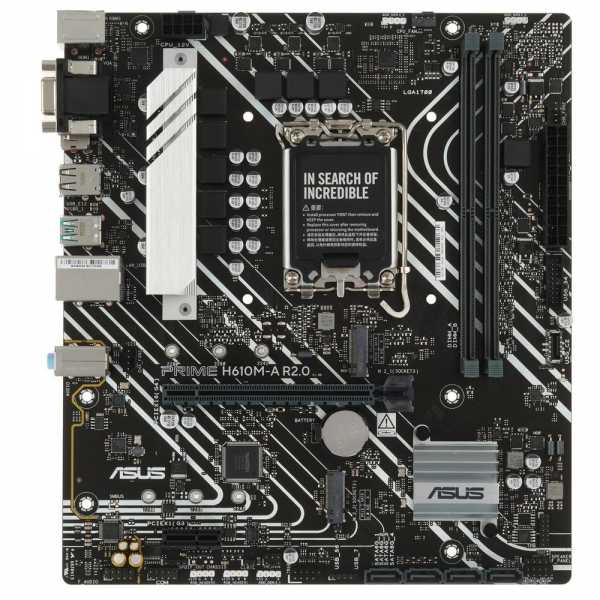 Материнская плата ASUS PRIME H610M-A R2.0 H610 ,LGA1700, 2xDDR5, 1*PCIEx16, 1*PCIEx1, 2*M.2, 1xTypeC, 1*USB3.2Gen2, 6*USB2.0, 4*SATA3.0, 1G, VGA, DP, HDMI, M-ATX, RTL