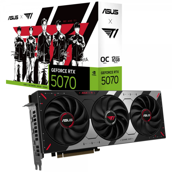 Видеокарта ASUS RTX5070 T1 GAMING OC 12GB GDDR7 192bit 3xDP HDMI 3FAN RTL (T1-RTX5070-O12G-GAMING)