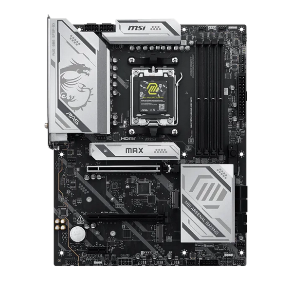 Материнская плата MSI MAG X870E GAMING MAX WIFI, AM5, 4*DDR5, 2*PCIEx16, 1xPCIEx1, 3*M.2, 2*TypeC, 2*USB3.2Gen2, 6*USB3.2Gen1, 10*USB2.0, 4*SATA3.0, 5G, 1*Type-C(DP), HDMI, ATX, RTL