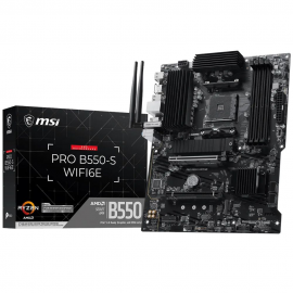 Материнская плата MSI PRO B550-S WIFI6E B550, AM4, 4*DDR4, 2*PCIEx16, 1xPCIEx1, 2*M.2, 2*TypeC, 1*USB3.2Gen2, 4*USB3.2Gen1, 8*USB2.0, 4*SATA3.0, 1G, HDMI, ATX, RTL