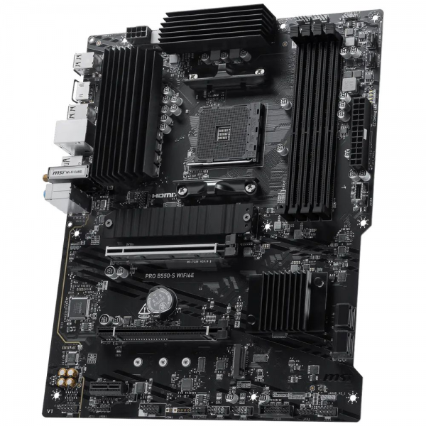 Материнская плата MSI PRO B550-S WIFI6E B550, AM4, 4*DDR4, 2*PCIEx16, 1xPCIEx1, 2*M.2, 2*TypeC, 1*USB3.2Gen2, 4*USB3.2Gen1, 8*USB2.0, 4*SATA3.0, 1G, HDMI, ATX, RTL