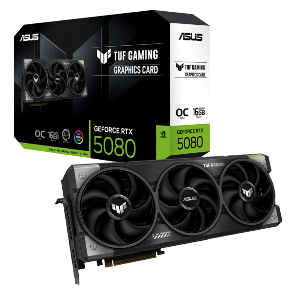 Видеокарта ASUS Bad Pack RTX5080 TUF GAMING OC 16GB GDDR7 256bit 3xDP 3xHDMI 3FAN RTL (TUF-RTX5080-O16G-GAMING) bp