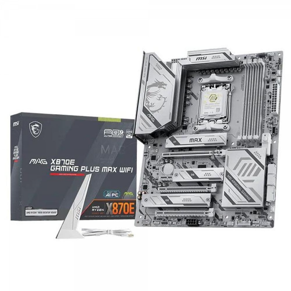 Материнская плата MSI MAG X870E GAMING PLUS MAX WIFI X870E, AM5, 4*DDR5, 3*PCIEx16, 1xPCIEx1, 3*M.2, 2*TypeC, 2*USB3.2Gen2, 6*USB3.2Gen1, 10*USB2.0, 4*SATA3.0, 5G, 1*Type-C(DP), HDMI, ATX, RTL