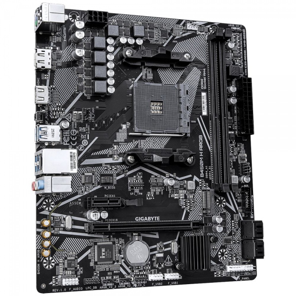 Материнская плата Gigabyte B450M H ARGB B450, AM4, 2*DDR4, 1*PCIEx16, 1*PCIEx1, 1*M.2, 6*USB3.2Gen1, 6*USB2.0, 4*SATA3.0, 1G, DP, HDMI, M-ATX, RTL
