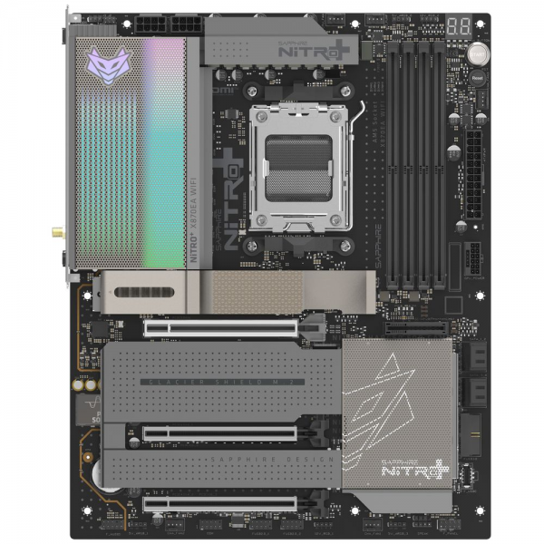 Материнская плата Sapphire NITRO+ X870EA PHANTOMLINK EDITION X870E, AM5, 4*DDR5, 3*PCIEx16, 4*M.2, 1*TypeC, 4*USB3.2Gen2, 5*USB3.2Gen1, 4*USB2.0, 4*SATA3.0, 1*5G, 2*Type-C(DP), HDMI, ATX, RTL