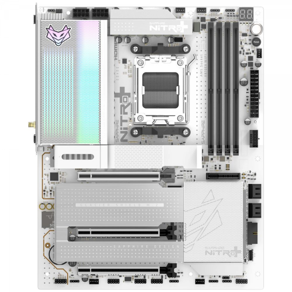 Материнская плата Sapphire NITRO+ X870EA PHANTOMLINK POLAREDITION X870E, AM5, 4*DDR5, 3*PCIEx16, 4*M.2, 1*TypeC, 4*USB3.2Gen2, 5*USB3.2Gen1, 4*USB2.0, 4*SATA3.0, 1*5G, 2*Type-C(DP), HDMI, ATX, RTL