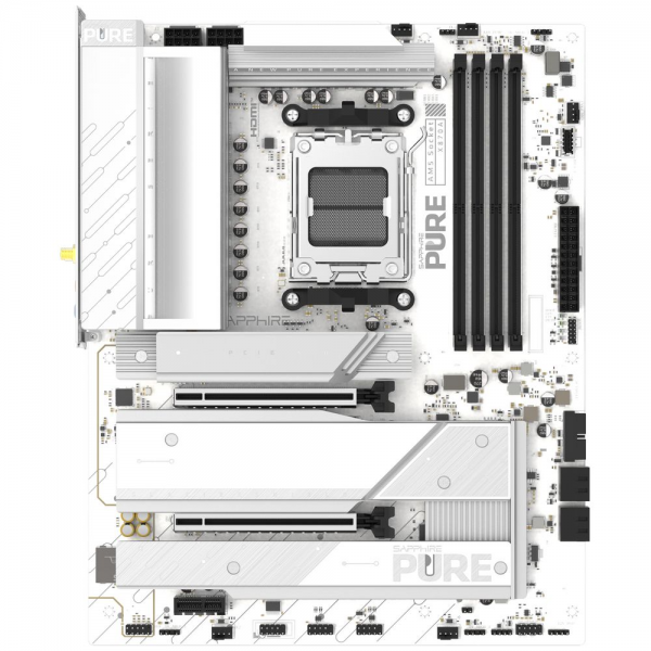 Материнская плата Sapphire PURE X870A X870, AM5, 4*DDR5, 2*PCIEx16, 1*PCIEx1, 3M.2, 1*TypeC, 2*USB3.2Gen2, 5*USB3.2Gen1, 4*USB2.0, 4*SATA3.0, 1*5G, DP, HDMI, 1*Type-C(DP), ATX, RTL
