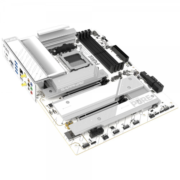 Материнская плата Sapphire PURE X870A X870, AM5, 4*DDR5, 2*PCIEx16, 1*PCIEx1, 3M.2, 1*TypeC, 2*USB3.2Gen2, 5*USB3.2Gen1, 4*USB2.0, 4*SATA3.0, 1*5G, DP, HDMI, 1*Type-C(DP), ATX, RTL