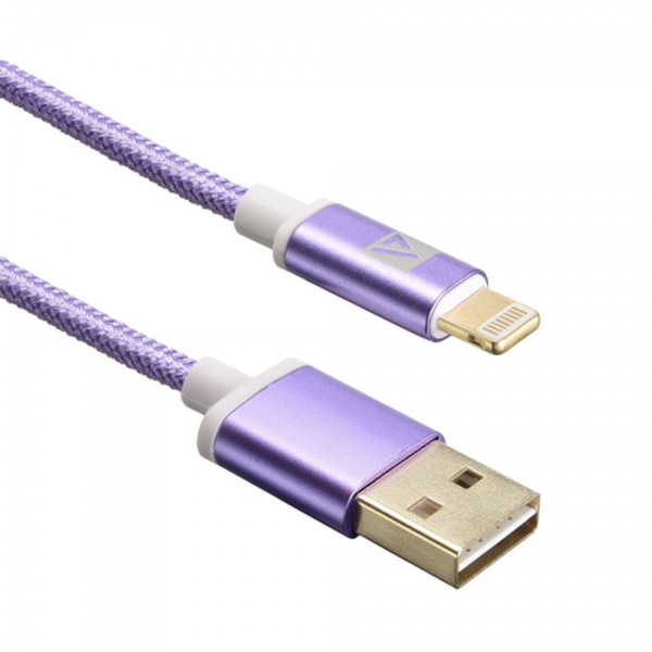 Кабели USB  ACD-Style Lightning ; USB-A 2-сторонние коннекторы, нейлон, 1м, фиолетовый (ACD-U913-P6P)