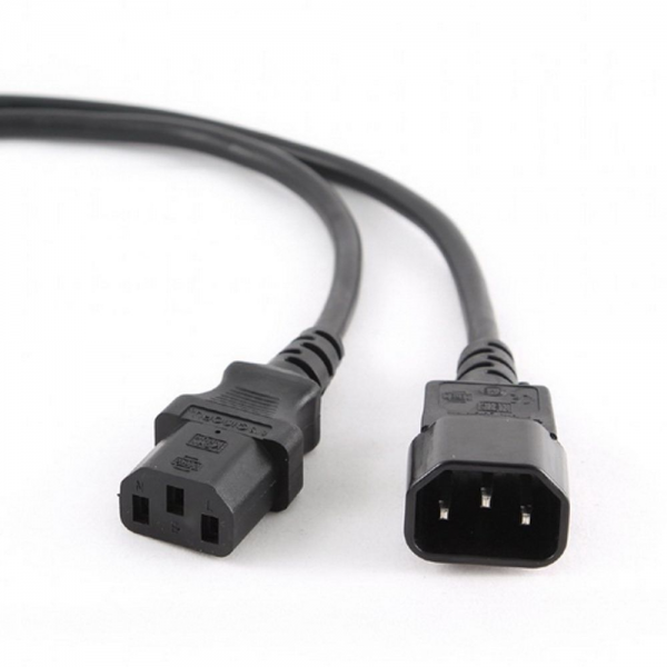 Кабель питания сист.блок-монитор Cablexpert PC-189, 1.8м, C13-C14, 6А, Сечение провода: 0,5 мм2, черный, с заземлением {100}