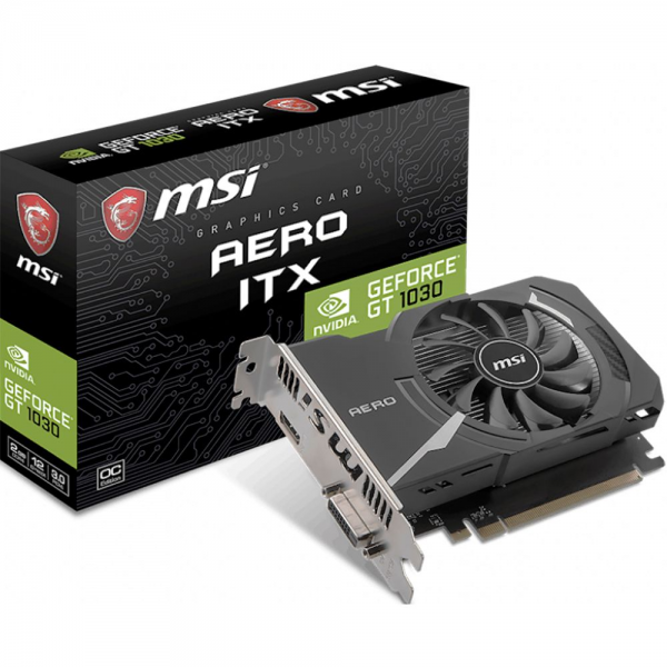 Видеокарта MSI GT1030 AERO ITX OC 2GB DDR4 64bit DVI HDMI 1FAN RTL {20} (561413)