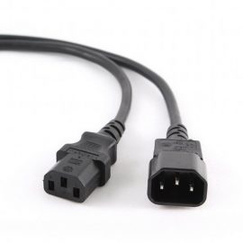 Кабель питания сист.блок-монитор Cablexpert PC-189-1-1.8M, 1.8м, C13-C14, Сечение провода 3x1кв.мм., черный, с заземлением {100} (792624)