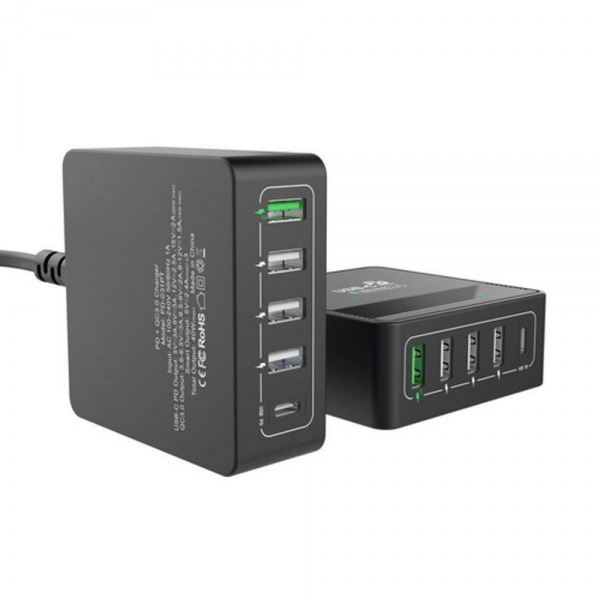 Зарядное устройство ACD CЗУ (ACD-P605U-V1B) 60Вт, Сетевое ЗУ 5xUSB 1PD+1QC+3Smart, 3.6;20В/3А RTL {40}