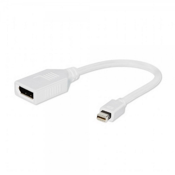 Переходник miniDisplayPort - DisplayPort, Cablexpert A-mDPM-DPF-001-W, 20M/20F, длина 16см, белый, пакет {100}