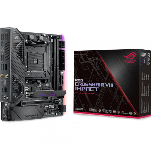 Материнская плата ASUS ROG CROSSHAIR VIII IMPACT X570 AM4 mini-DTX 2xDDR4 PCIEx16 2xM.2 USB-C GLAN Wi-Fi 6 {6}