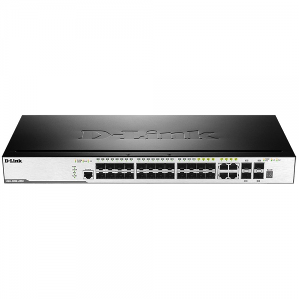 Коммутатор D-Link DGS-3000-28SC/A1A Управляемый стекируемый коммутатор 2 уровня с 20 портами 100/1000Base-X SFP, 4 комбо-портами 10/100/1000Base-T/SFP и 4 портами 10GBase-X SFP+, RTL {3} (411137)