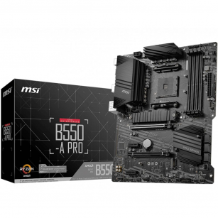 Материнская плата MSI B550-A PRO B550, AM4, 4*DDR4, 2*PCIEx16, 2*PCIEx1, 2*M.2, 2*TypeC, 1*USB3.2Gen2, 4*USB3.2Gen1, 8*USB2.0, 6*SATA3.0, 1G, DP, HDMI, ATX, RTL
