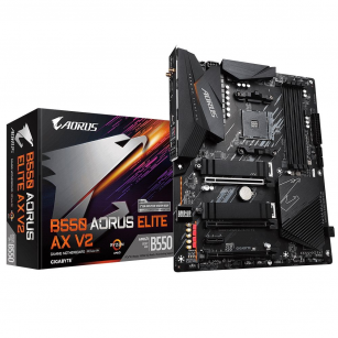 Материнская плата Gigabyte B550 AORUS ELITE AX V2, Socket AM4, AMD B550, 4xDDR4-3200, HDMI+DP, 3xPCI-Ex16, 1xPCI-Ex1, 4xSATA3(RAID 0/1/10), 2xM.2, 8 Ch Audio, 2.5GLan, WiFi, (2+4)xUSB2.0, (5+2)xUSB3.2, (0+1)xUSB3.2 Type-C™, ATX, RTL {8} (809904)