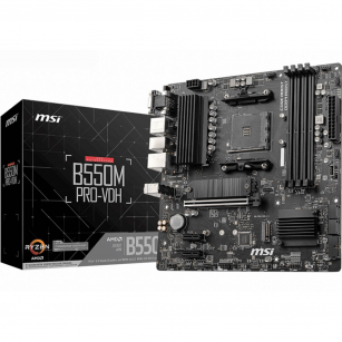 Материнская плата MSI B550M PRO-VDH B550, AM4, 4*DDR4, 1*PCIEx16, 2*PCIEx1, 2*M.2, 1*TypeC, , 6*USB3.2Gen1, 6*USB2.0, 4*SATA3.0, 1G, VGA, DP, HDMI, M-ATX, RTL