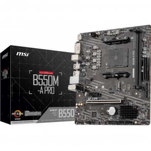 Материнская плата MSI B550M-A PRO B550, AM4, 2*DDR4, 1*PCIEx16, 1*PCIEx1, 1*M.2, 6*USB3.2Gen1, 6*USB2.0, 4*SATA3.0, 1G, DVI, HDMI, M-ATX, RTL