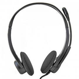 Гарнитура Logitech PC960 |981-000100| черная, USB, поворотный микрофон, пульт управления на кабеле, |981-000100| кабель 2.4м