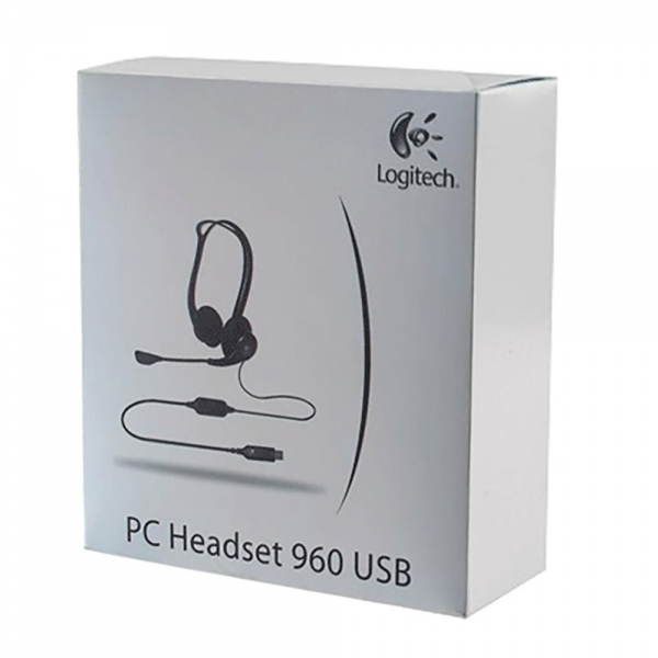 Гарнитура Logitech PC960 |981-000100| черная, USB, поворотный микрофон, пульт управления на кабеле, |981-000100| кабель 2.4м