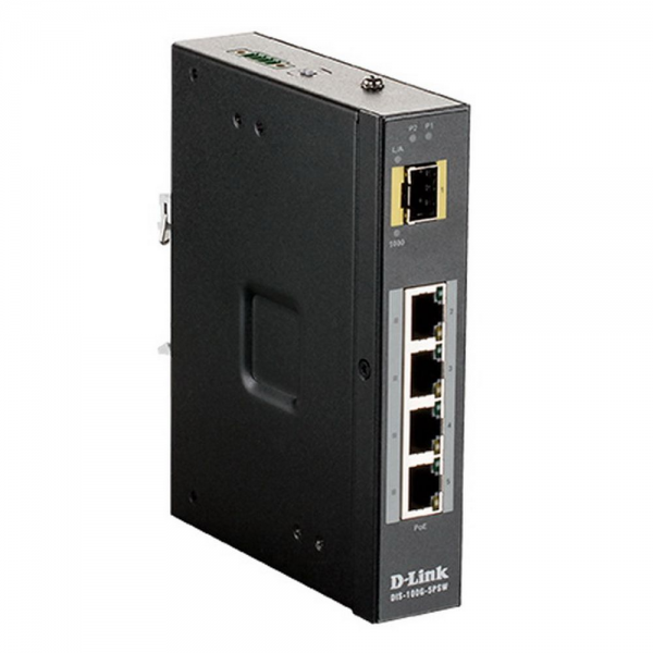 Коммутатор D-Link DIS-100G-5PSW/A1A Промышленный неуправляемый коммутатор с 4 портами 10/100/1000Base-T и 1 портом 1000Base-X SFP (4 порта PoE 802.3af/at, PoE-бюджет до 120 Вт) , RTL {10} (437885)