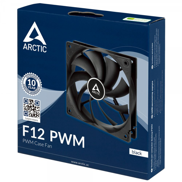 Вентилятор корпусной ARCTIC Cooling F12 PWM PST (Black) - retail (ACFAN00200A) (702966)