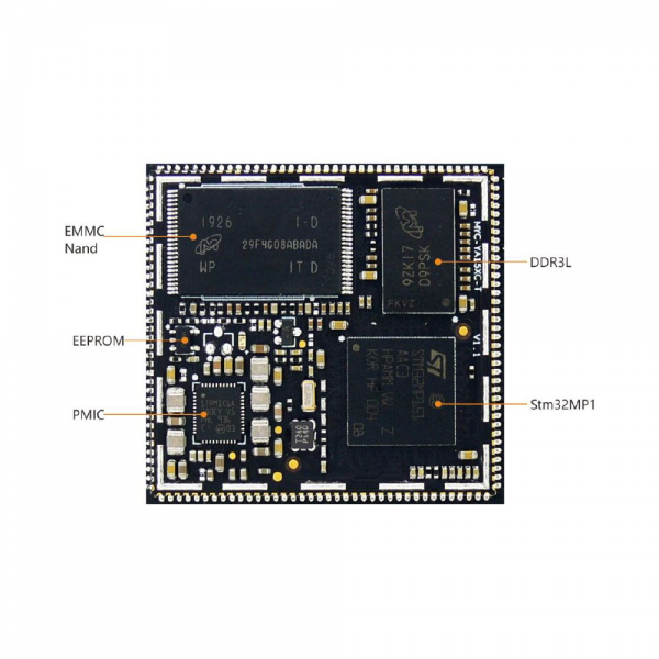 Модуль ЦПУ Myir MYC-YA151C-4E512D-65-I-T MYC-YA151C-4E512D-65-I-T ST STM32MP1 MPU based on 650MHz Single or Dual MYC-YA151C-4E512D-65-I-T Arm Cortex-A7 and 209MHz Cortex-M4 Cores, 256MB/512MB DDR3L, 256MB Nand Flash/4GB eMMC Flash,32KB EEPROM,Power Manage