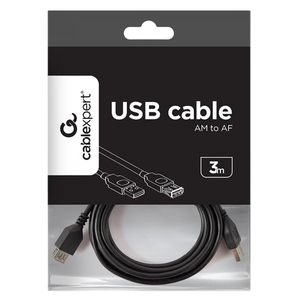 Кабель удлинитель USB2.0 Pro Cablexpert CCP-USB2-AMAF-10 AM/AF, 3.0м, экран, черный, пакет   (041959)