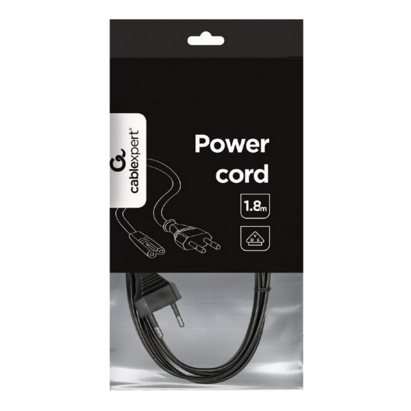 Кабель питания для аудио/видео техники Cablexpert PC-184-VDE-1.8M 1,8м, CEE 7/16 - C7, VDE, , 2-pin, 2х0,75, черный, пакет (026970) {100}