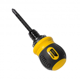 Двухсторонняя отвертка с трещеткой Deli DL626010 PH2+SL6x85мм, сталь CrV, длина: 95-140 мм, диаметр хвостовика 6,3мм.